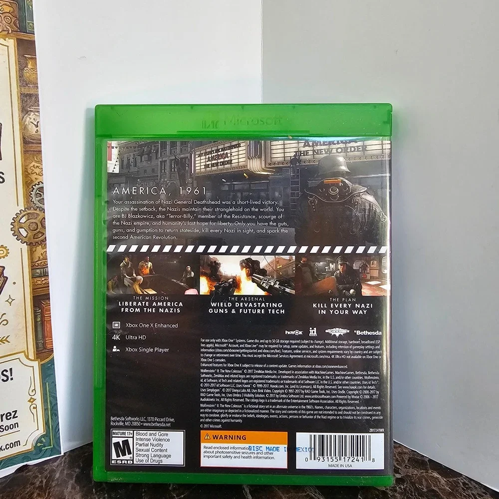 Wolfenstein II The New Colossus Xbox One 4K Ultra HD Bethesda Action Game Disc